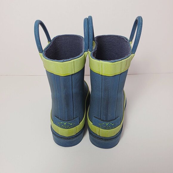 Blue Mountain Kids Rain Boots Blue & Lime Green | Size 5/6 - Picture 3 of 6